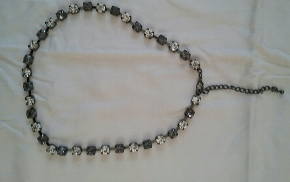 Black Steam Punk Necklace with Crystals - Picture 2 of 4